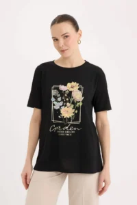 DeFacto Regular Fit Crew Neck Printed Short Sleeve T-Shirt - Image 4