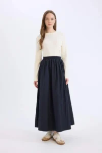 DeFacto A Cut Waist Elastic Parachute Fabric Maxi Hijab Skirt - Image 5