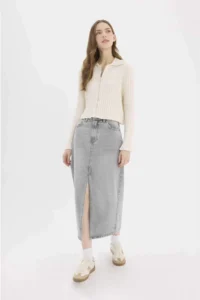 DeFacto Long Fit Midi Jeans Skirt - Image 4
