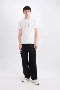 DeFacto 100% Cotton Regular Fit Crew Neck Printed Short Sleeve T-Shirt - Image 2