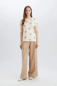 DeFacto Crew Neck Patterned Short Sleeve T-Shirt - Image 5