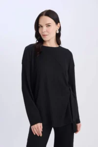 DeFacto Regular Fit Crew Neck Basic Plain Wrap Long Sleeve T-Shirt - Image 3