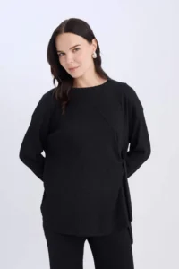 DeFacto Regular Fit Crew Neck Basic Plain Wrap Long Sleeve T-Shirt - Image 5