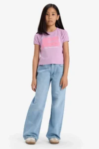 DeFacto Fitted Crew Neck Printed Ribbed Short Sleeve T-Shirt Girl Child - Image 2