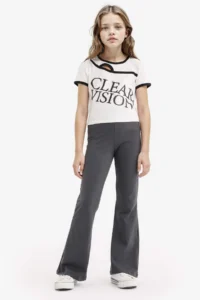 DeFacto Slim Fit Narrow Cut Crew Neck Printed Ribbed Camisole Short Sleeve T-Shirt Girl Child - Image 2