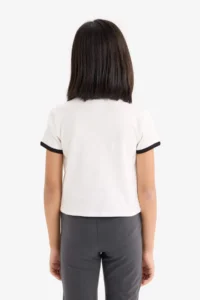 DeFacto Slim Fit Narrow Cut Crew Neck Printed Ribbed Camisole Short Sleeve T-Shirt Girl Child - Image 5
