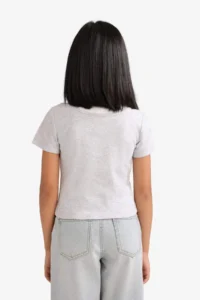DeFacto Cropped Fit Crew Neck Ribbed Short Sleeve T-Shirt Girls - Image 6