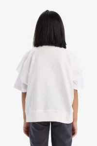 DeFacto Oversize Wide Fit Crew Neck Short Sleeve Printed Sweatshirt Girl Child - Image 6