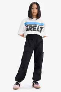 DeFacto Crew Neck Printed Short Sleeve T-Shirt Girls - Image 3