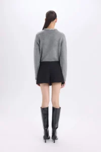 DeFacto Normal Waist Basic Plain Black Shorts Skirt - Image 6