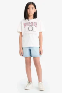 DeFacto Barbie Relax Fit Crew Neck Short Sleeve T-Shirt Girls - Image 2
