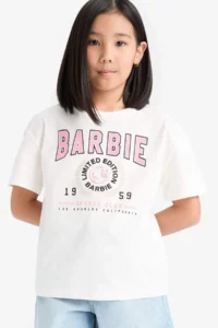 DeFacto Barbie Relax Fit Crew Neck Short Sleeve T-Shirt Girls - Image 3