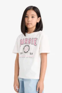 DeFacto Barbie Relax Fit Crew Neck Short Sleeve T-Shirt Girls - Image 4