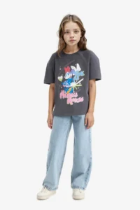 DeFacto Disney Mickey & Minnie Oversize Wide Fit Crew Neck Short Sleeve T-Shirt Girl Child - Image 2