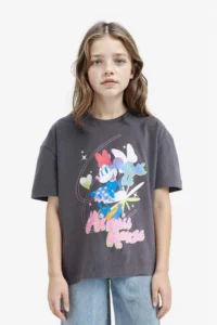 DeFacto Disney Mickey & Minnie Oversize Wide Fit Crew Neck Short Sleeve T-Shirt Girl Child - Image 3