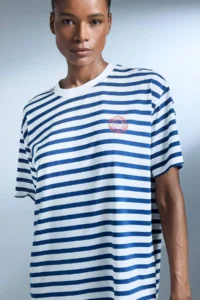 DeFacto Oversize Wide Fit Crew Neck Striped Athlete Short Sleeve T-Shirt