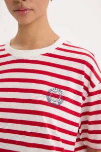 DeFacto Oversize Wide Fit Crew Neck Striped Athlete Short Sleeve T-Shirt - Image 5