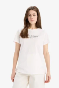 DeFacto Regular Fit Off White Women T-Shirt E2790AX/WT32 - Image 3