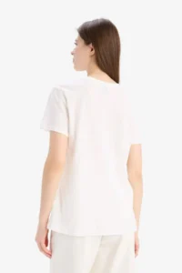 DeFacto Regular Fit Off White Women T-Shirt E2790AX/WT32 - Image 6
