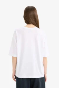 DeFacto Oversize Wide Fit Crew Neck Printed Combed Cotton Short Sleeve T-Shirt - Image 8