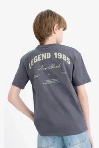 DeFacto Crew Neck Back Printed Short Sleeve T-Shirt Boy
