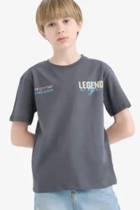 DeFacto Crew Neck Back Printed Short Sleeve T-Shirt Boy - Image 3