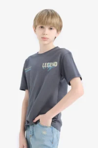 DeFacto Crew Neck Back Printed Short Sleeve T-Shirt Boy - Image 4
