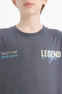 DeFacto Crew Neck Back Printed Short Sleeve T-Shirt Boy - Image 5