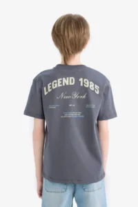 DeFacto Crew Neck Back Printed Short Sleeve T-Shirt Boy - Image 6