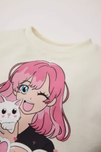 DeFacto Crew Neck Printed Sweatshirt Baby Girl - Image 2