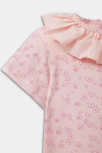 DeFacto Floral Ribbed Camisole Short Sleeve T-Shirt Baby Girl - Image 2