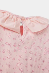 DeFacto Floral Ribbed Camisole Short Sleeve T-Shirt Baby Girl - Image 4