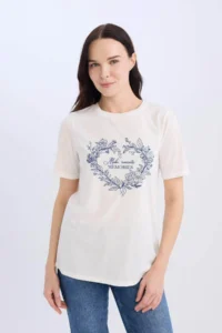 DeFacto Ecru Women T-Shirt E3026AX/ER105