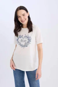 DeFacto Ecru Women T-Shirt E3026AX/ER105 - Image 3