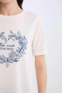DeFacto Ecru Women T-Shirt E3026AX/ER105 - Image 4