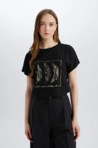 DeFacto Regular Fit Crew Neck Printed Short Sleeve T-Shirt - Image 3