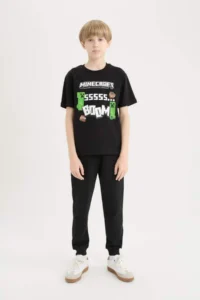 DeFacto Minecraft Crew Neck Short Sleeve T-Shirt Boy - Image 3