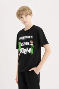 DeFacto Minecraft Crew Neck Short Sleeve T-Shirt Boy - Image 4