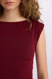 DeFacto Fitted Crew Neck Short Sleeve Claret Red T-Shirt - Image 7