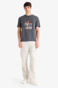 DeFacto 100% Cotton Deadpool Regular Fit Crew Neck Short Sleeve T-Shirt - Image 2