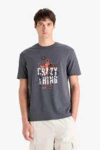 DeFacto 100% Cotton Deadpool Regular Fit Crew Neck Short Sleeve T-Shirt - Image 3