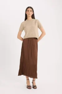 DeFacto A Cut High Waist Satin Midi Skirt - Image 2