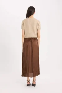 DeFacto A Cut High Waist Satin Midi Skirt - Image 6