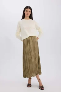 DeFacto A Cut High Waist Satin Midi Skirt - Image 2