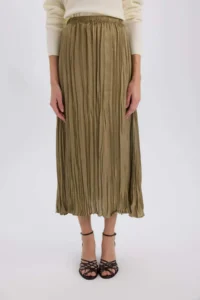 DeFacto A Cut High Waist Satin Midi Skirt - Image 3