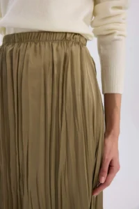 DeFacto A Cut High Waist Satin Midi Skirt - Image 4