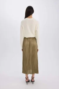 DeFacto A Cut High Waist Satin Midi Skirt - Image 5