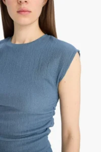 DeFacto Slim Fit Crew Neck Wrapped Short Sleeve T-Shirt - Image 5