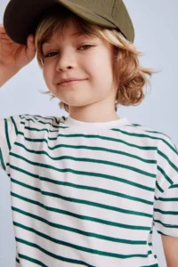 DeFacto Crew Neck Striped Short Sleeve T-Shirt Baby Boy - Image 2