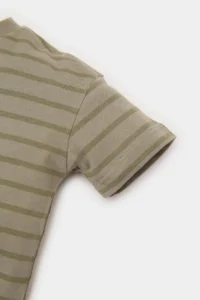 DeFacto Crew Neck Striped Short Sleeve T-Shirt Baby Boy - Image 3